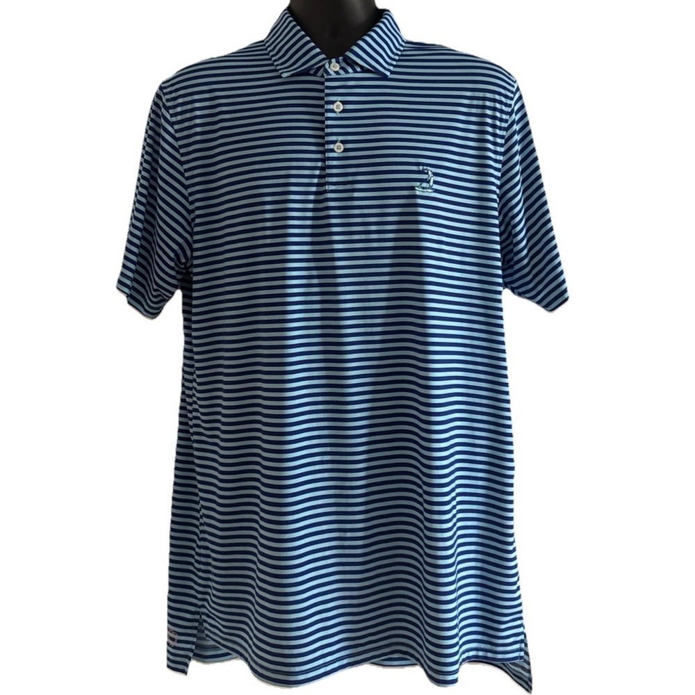 Draddy Sport Sz L USA Poly Spandex Golf Pinehurst Putterboy Logo Polo‎